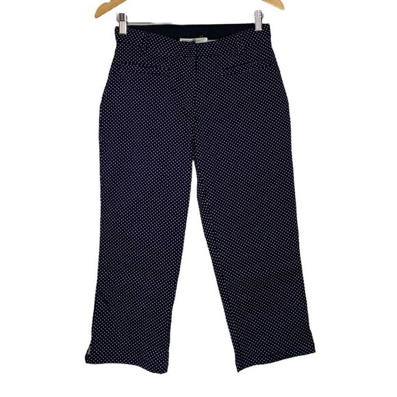 Pants - Navy Blue and White Polka Dot Capri Pants